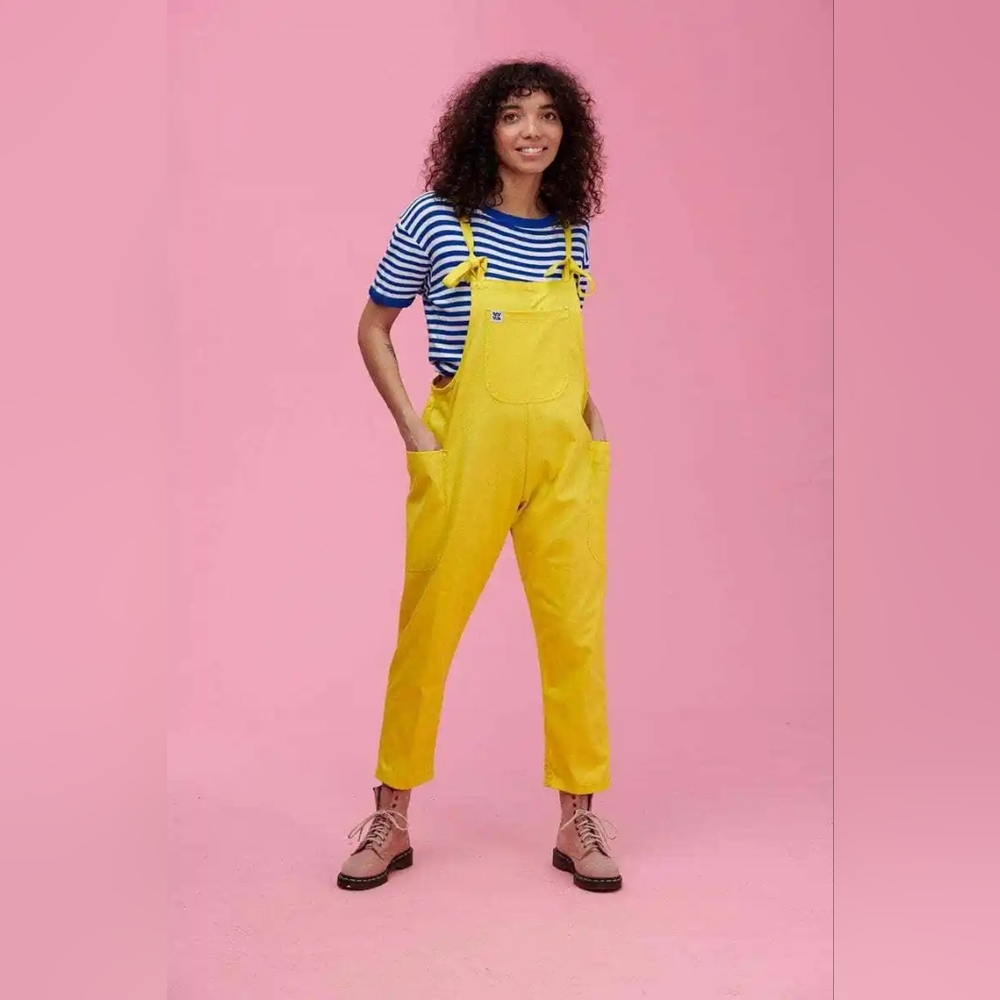 Lucy & Yak Luna Dungarees yellow organic cotton US 6 overalls onesie